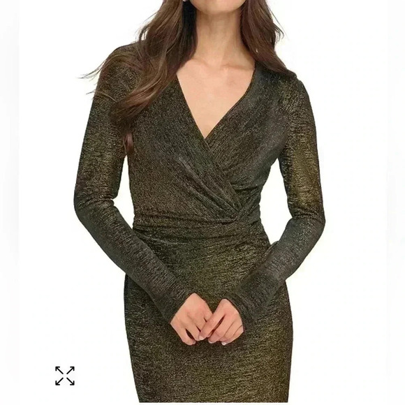 Calvin Klein Metallic Faux-Wrap Sheath  Dress sz 12 - Picture 9 of 10